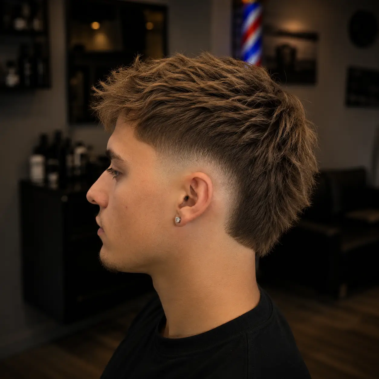 Mand med Burst-fade frisure